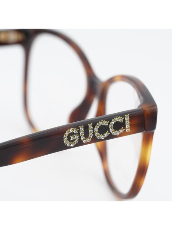 Gucci GG0421O 002 Eyeglasses Havana 55mm Cat Eye Frame